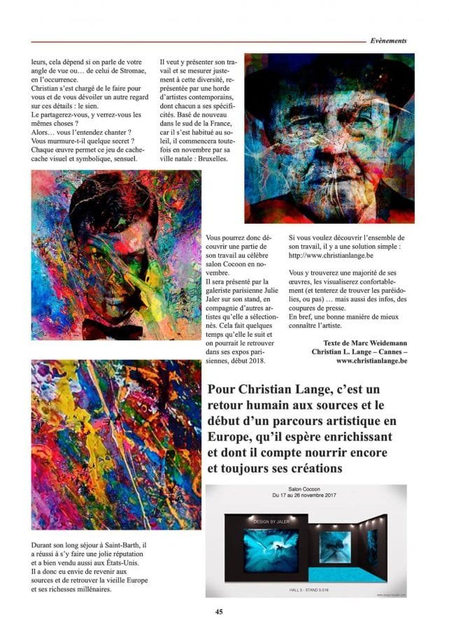 Christian L. Lange - Magazine Temps de Vivre Octobre 2017